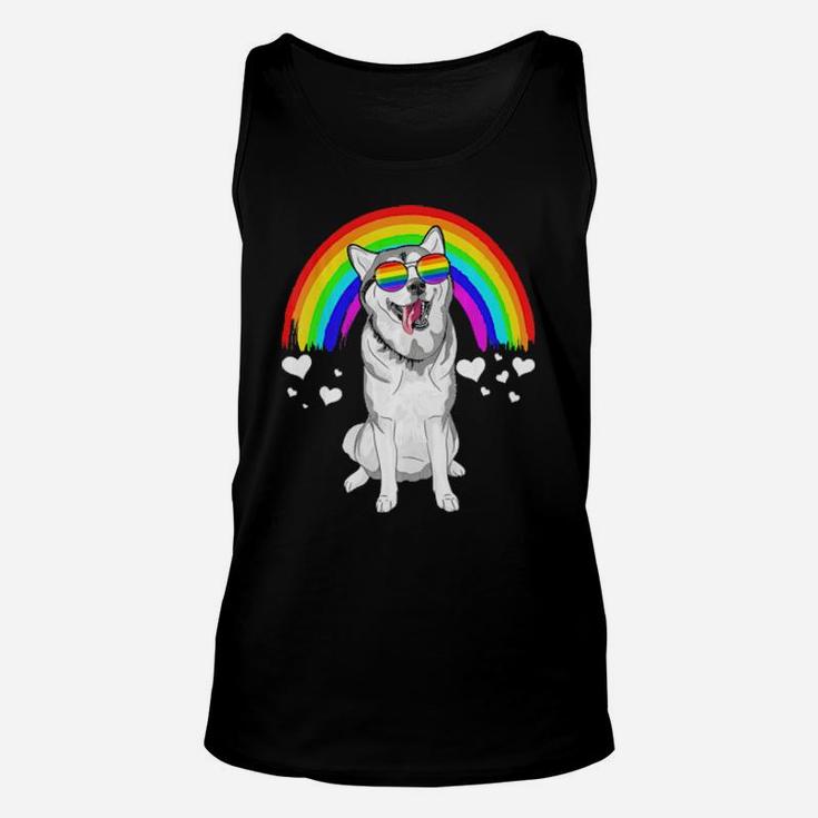 Siberian Husky Rainbow Sunglasses Gay Pride Lgbt Unisex Tank Top