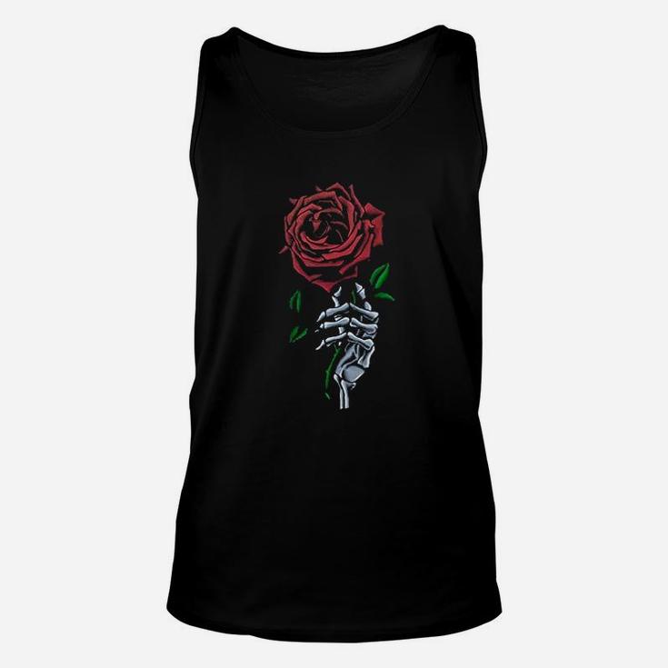 Skeleton Hand Red Rose Flower Unisex Tank Top