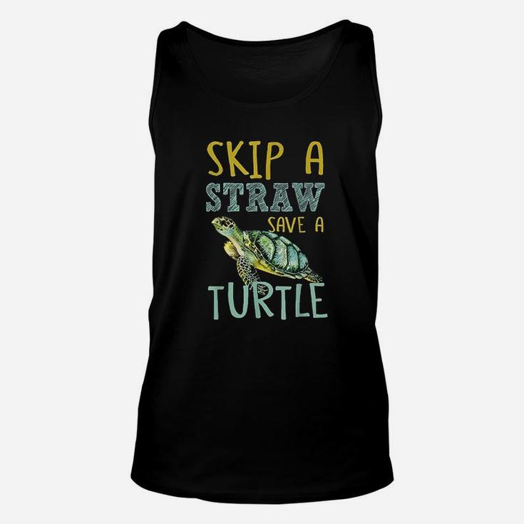 Skip A Straw Save A Turtle Beautiful For Sea Animals Unisex Tank Top