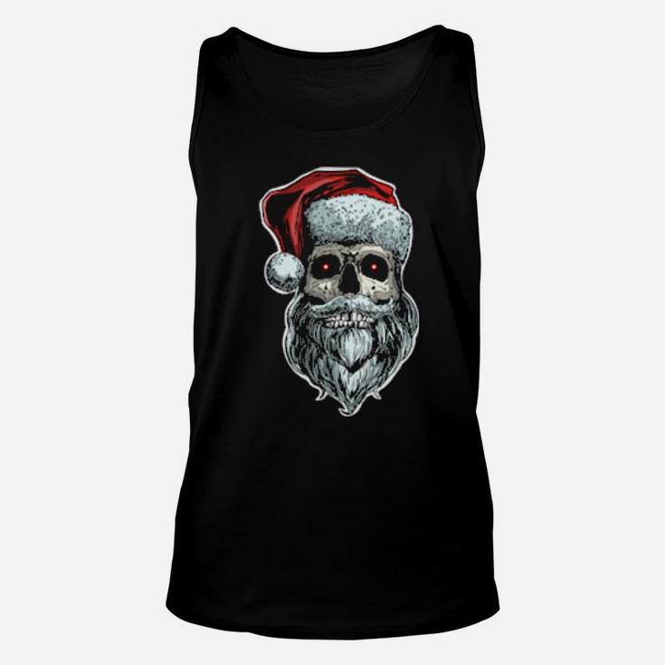 Skull Santa With Beard Skeleton Santa With Beard Unisex Tank Top