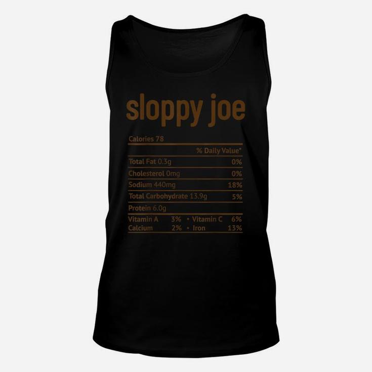 Sloppy Joe Nutrition Fact Funny Thanksgiving Christmas Unisex Tank Top