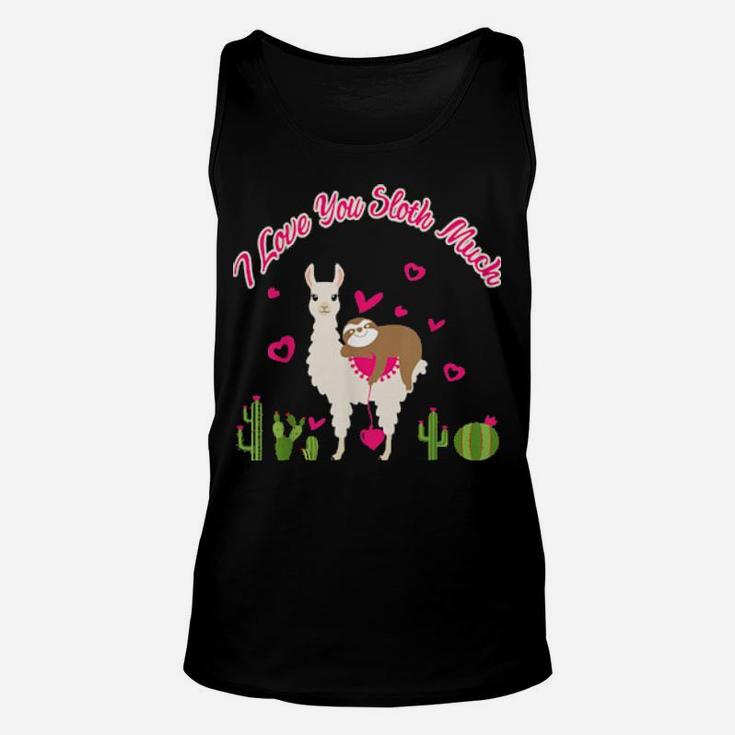 Sloth Riding Llama Heart Cute Sloth Riding Llama Valentines Unisex Tank Top