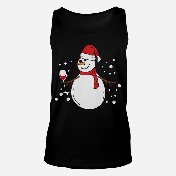 Snowman Red Wine Lover Funny Christmas Holidays Unisex Tank Top