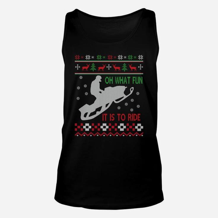Snowmobile Christmas Sweatshirt Fun Santa Xmas Gift Unisex Tank Top