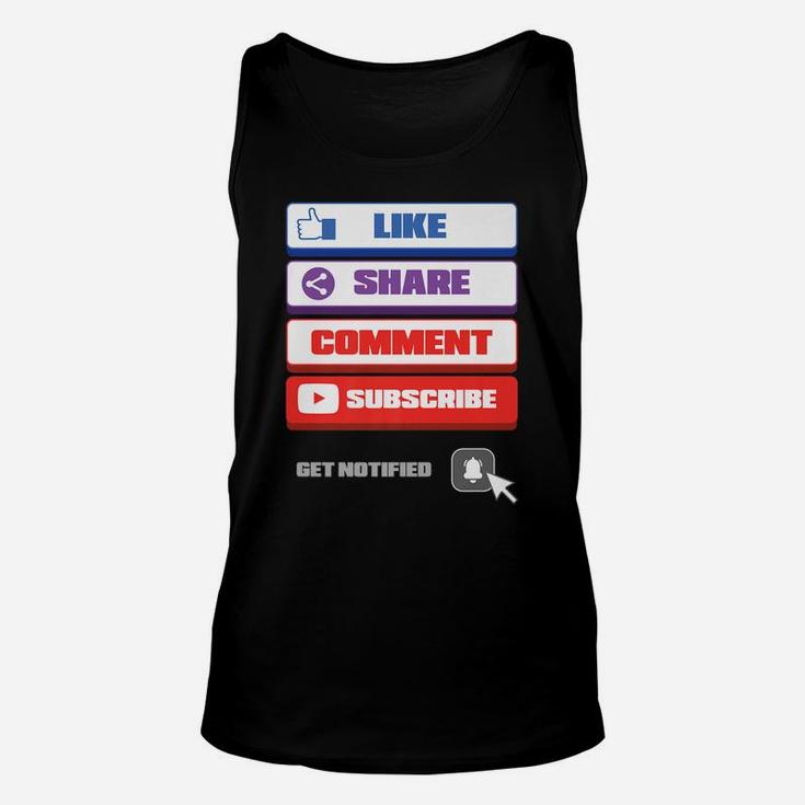 Social Media Like Share Comment Subscribe Vlogger Unisex Tank Top