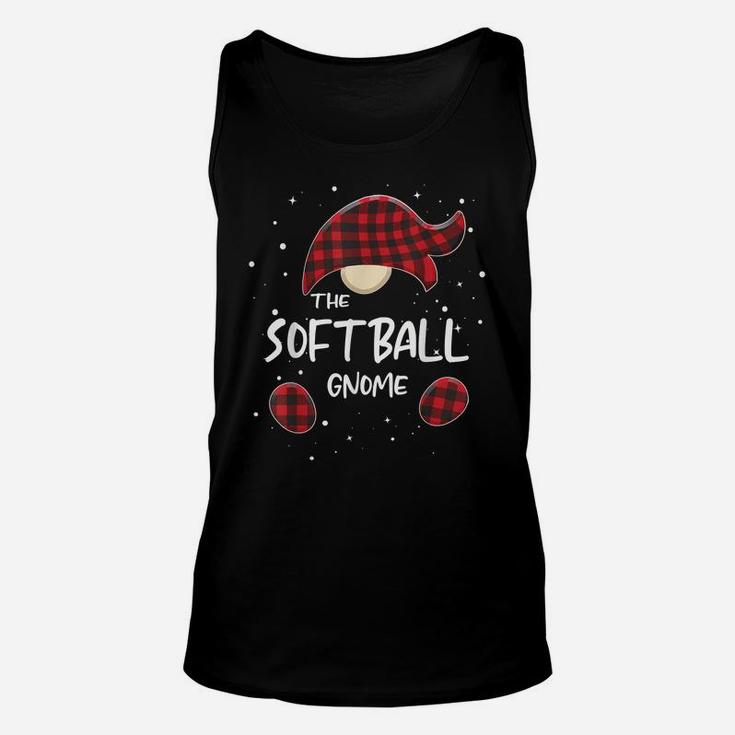 Softball Gnome Plaid Matching Family Christmas Pajamas Gift Unisex Tank Top