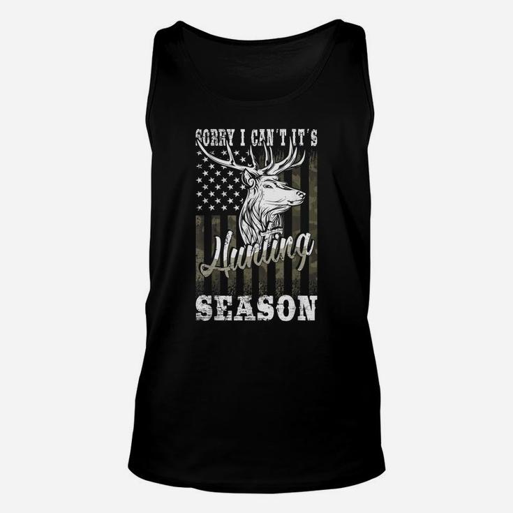 Sorry I Can't It's Hunting Season American Camouflag Flag Unisex Tank Top