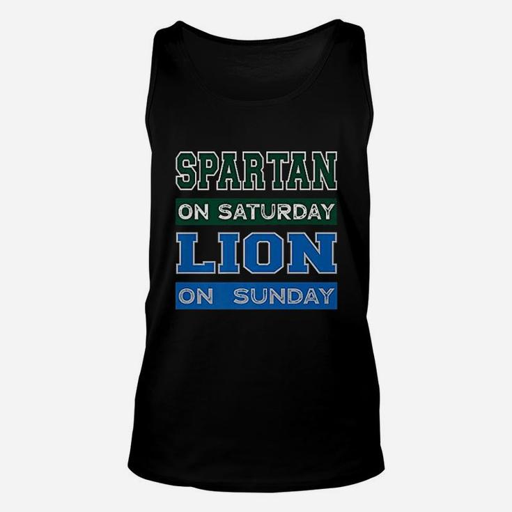 Spartan On Saturday Lion On Sunday Detroit Football Gift Unisex Tank Top