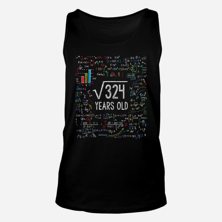 Square Root Of 324 18Th Birthday 18 Year Old Gifts Math Bday Unisex Tank Top