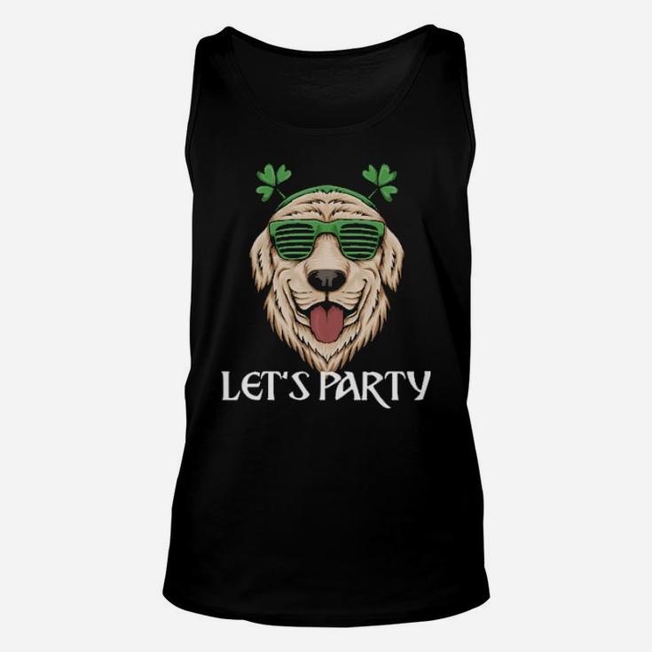 St Patricks Day Dog Irish Golden Retriever Sunglasses Unisex Tank Top