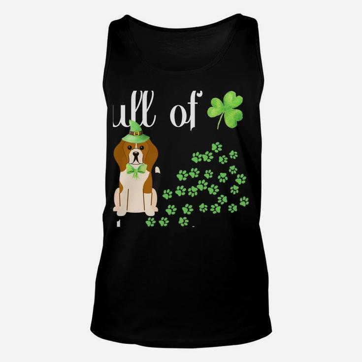 St Patricks Day Dog Lover Shirt Beagle Green Shamrock Paw Unisex Tank Top
