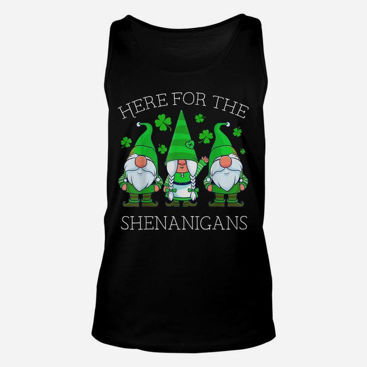 St Patricks Day Gnome Shamrock Here For The Shenanigans Gift Unisex Tank Top