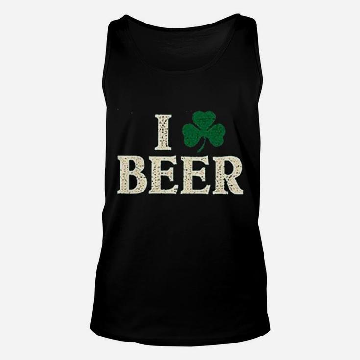 St Patricks Day Irish Clover I Love Beer Unisex Tank Top