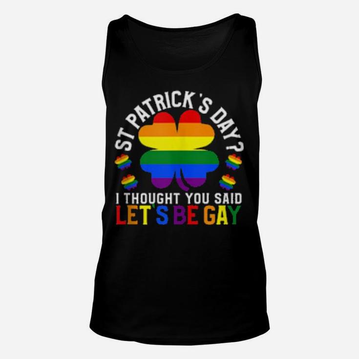 St Patrick's Day Let's Be Gay Pride Shamrock Unisex Tank Top
