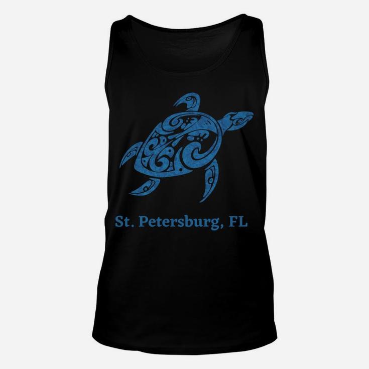 St Petersburg, Florida Blue Tribal Save The Sea Turtle Unisex Tank Top