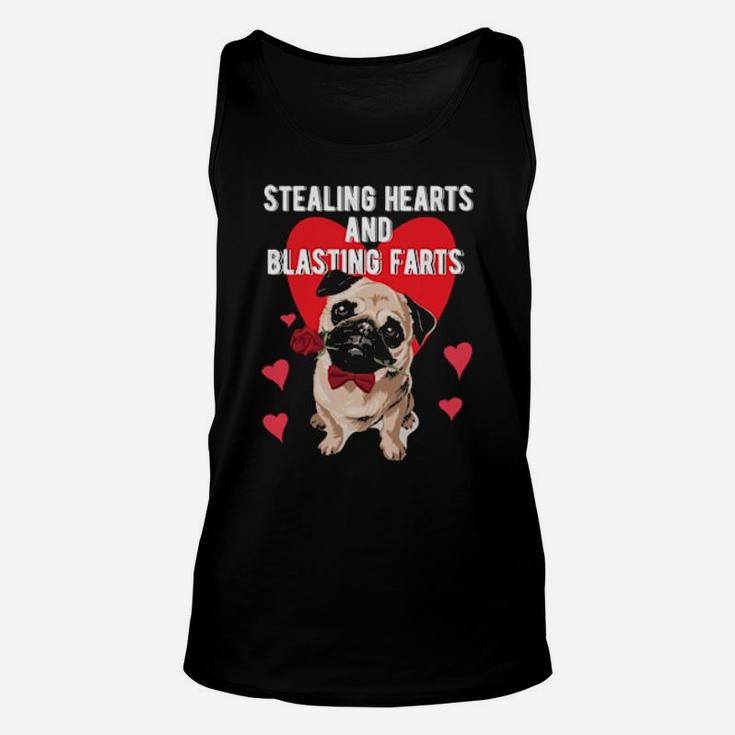 Stealing Hearts Blasting Farts Valentine's Day Pug Dog Unisex Tank Top