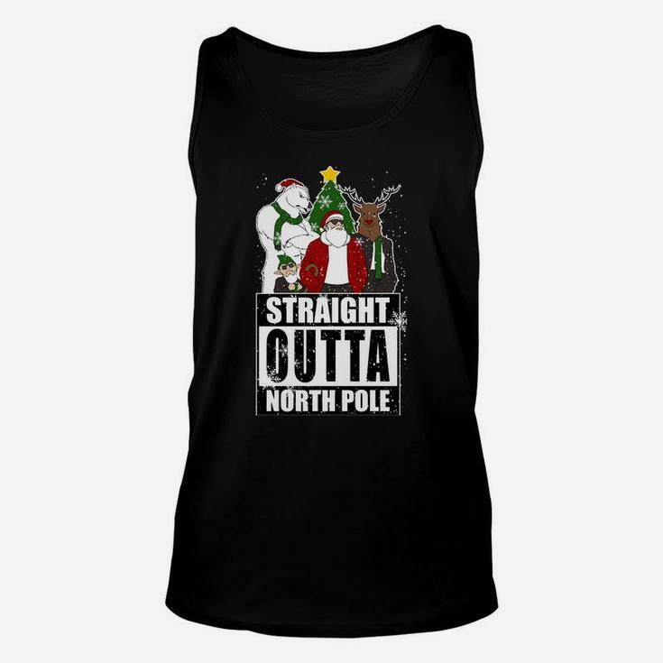 Straight Outta North Pole Santa Claus Christmas Family Squad Sweatshirt Unisex Tank Top