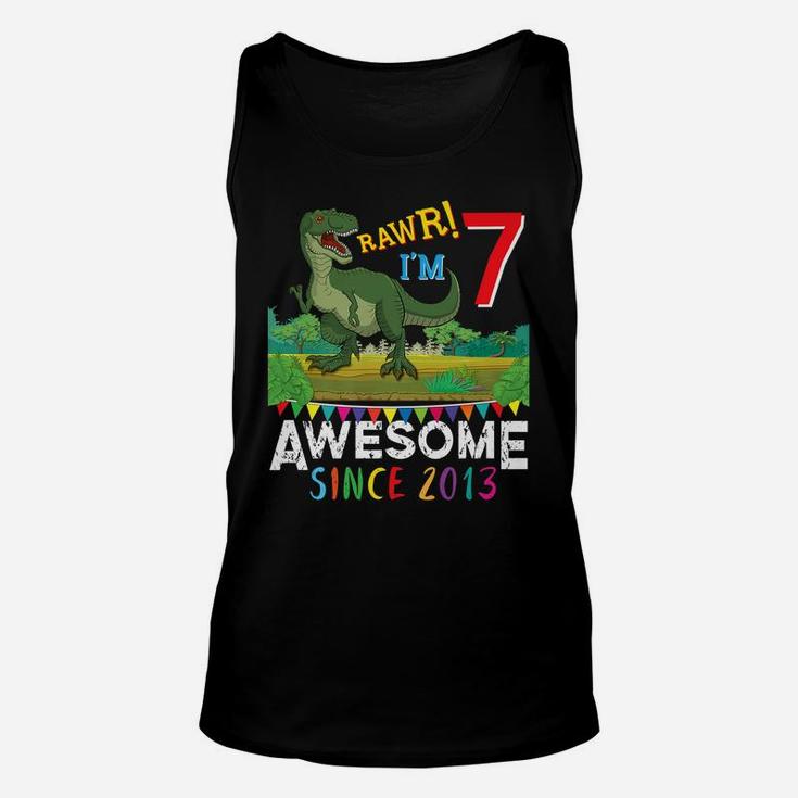 T-Rex 7 Years Old Awesome Since 2013 Birthday Dinosaur Gift Unisex Tank Top
