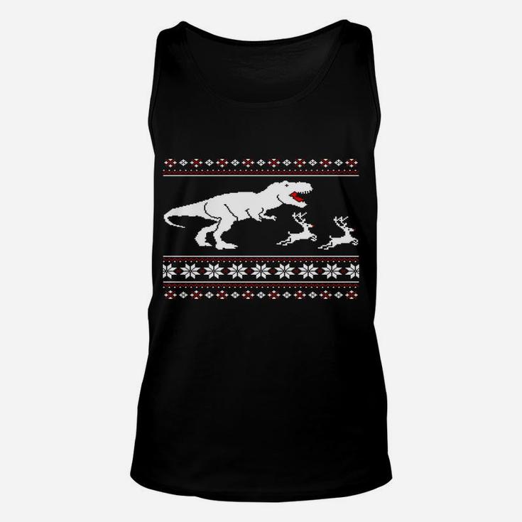 T-Rex Dinosaur Attack Moose Funny Christmas Family Xmas Gift Unisex Tank Top