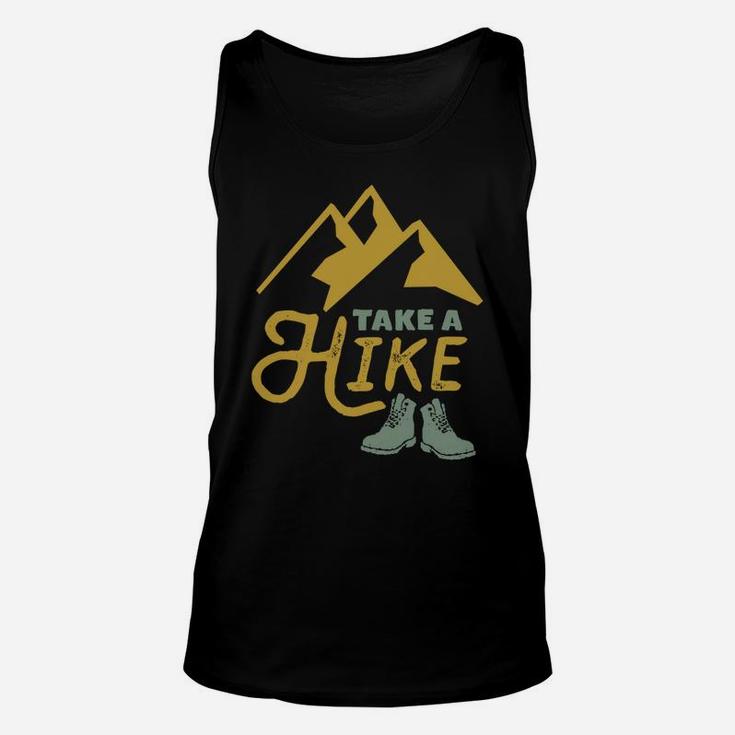 Take A Hike Funny Hiking Pun Vintage Outdoor Camping Hiker Unisex Tank Top