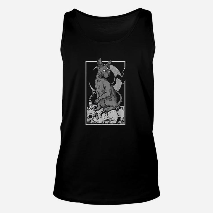 Tarot Card Crescent Moon And Cat Graphic Sphynx Unisex Tank Top
