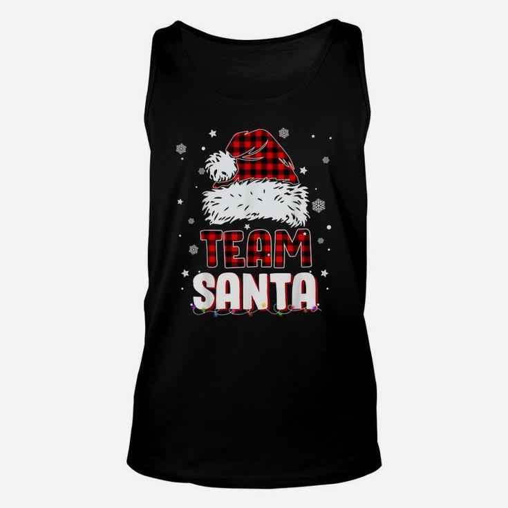 Team Santa Claus Hat Buffalo Plaid Christmas Matching Family Unisex Tank Top