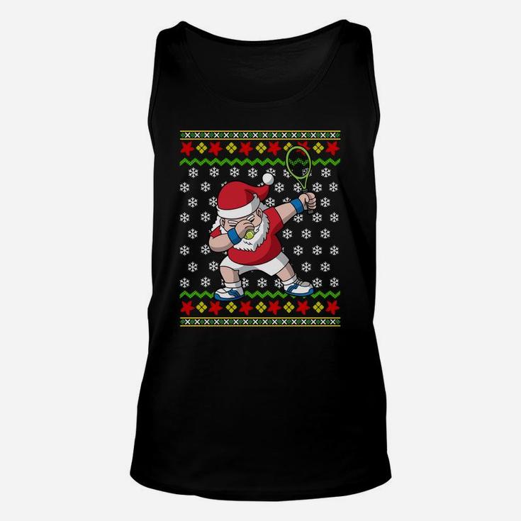 Tennis Santa Claus Ugly Christmas Sweater Pattern Unisex Tank Top