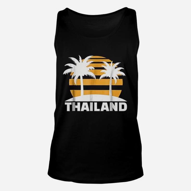 Thailand With Palm Tree And Sunset Retro Unisex Tank Top
