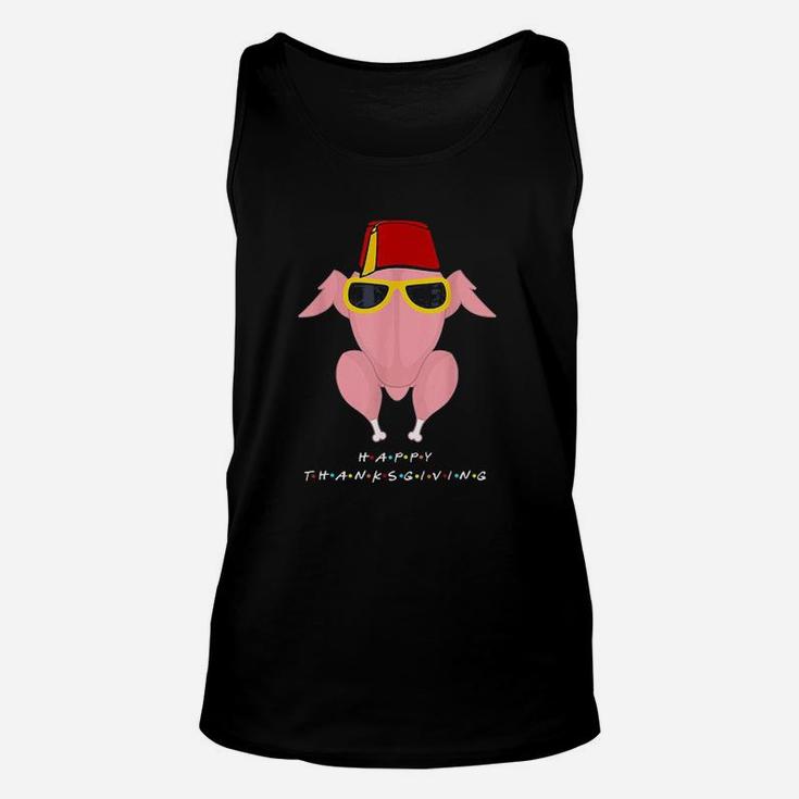 Thanksgiving For Friends Funny Turkey Head Unisex Tank Top