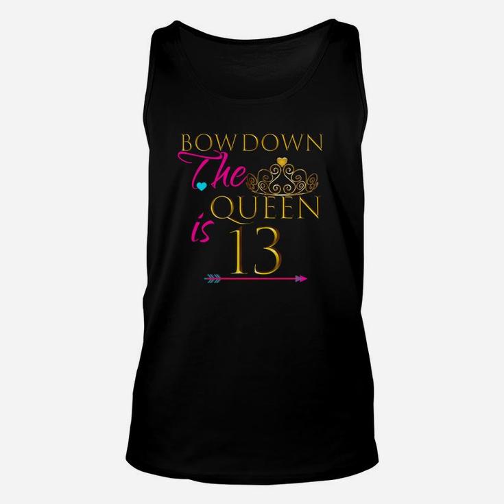 The Queen Is 13 Shirt Teen Cute Birthday Party Outfit Gift Unisex Tank Top