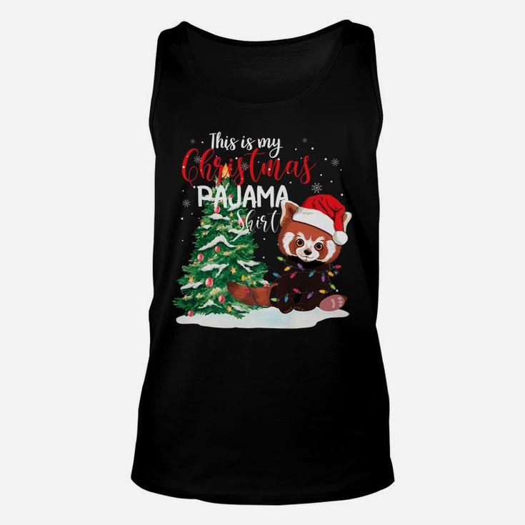 This Is My Christmas Pajama Shirt Red Panda Christmas Gift Unisex Tank Top