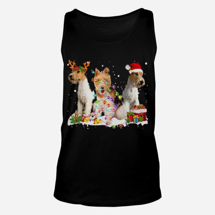 Three Wired Haired Fox Terriers Xmas Unisex Tank Top