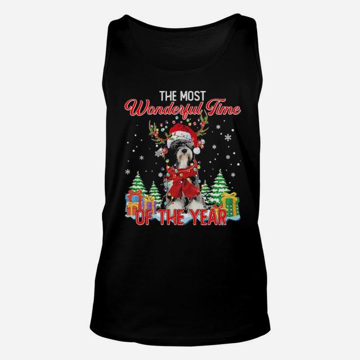 Tibetan Terrier Santa The Most Wonderful Time Of The Year Unisex Tank Top