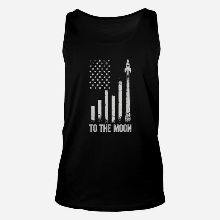 To The Moon Stock Market Distressed Us Flag Wsb Trading Unisex Tank Top