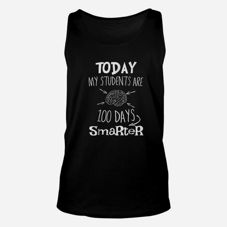 Today My Students Are 100 Days Smarter Funny Brain 100th Day Of School Unisex Tank Top