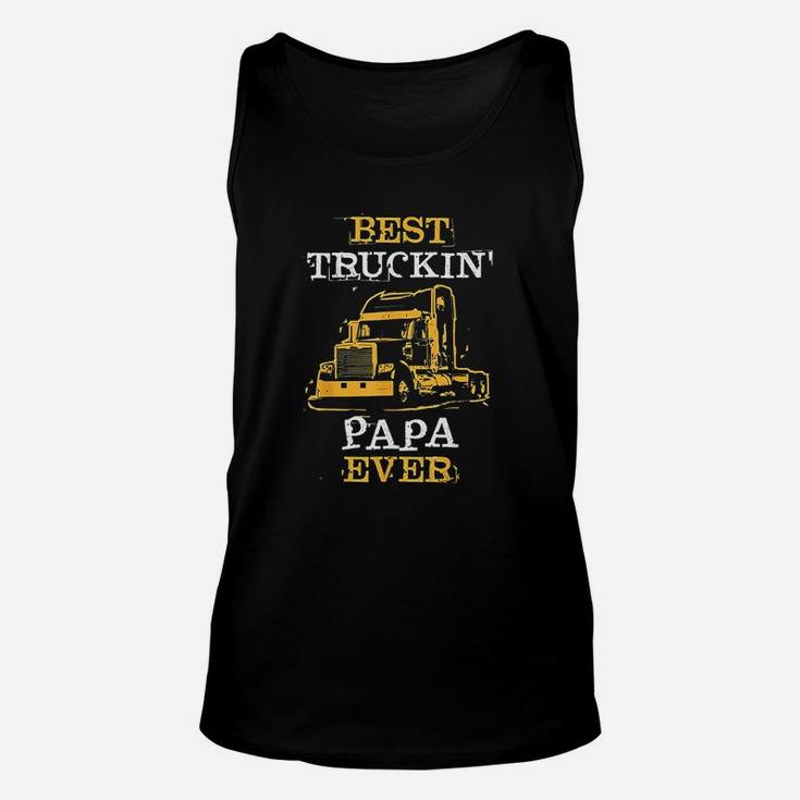 Trucking Papa Slogan Semi Big Rig Truck Driver Dad Saying Unisex Tank Top