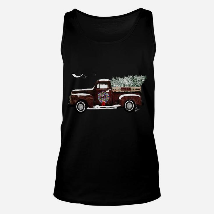 Ugly Sweater Christmas - Snowed Old Retro Christmas Pick Up Unisex Tank Top