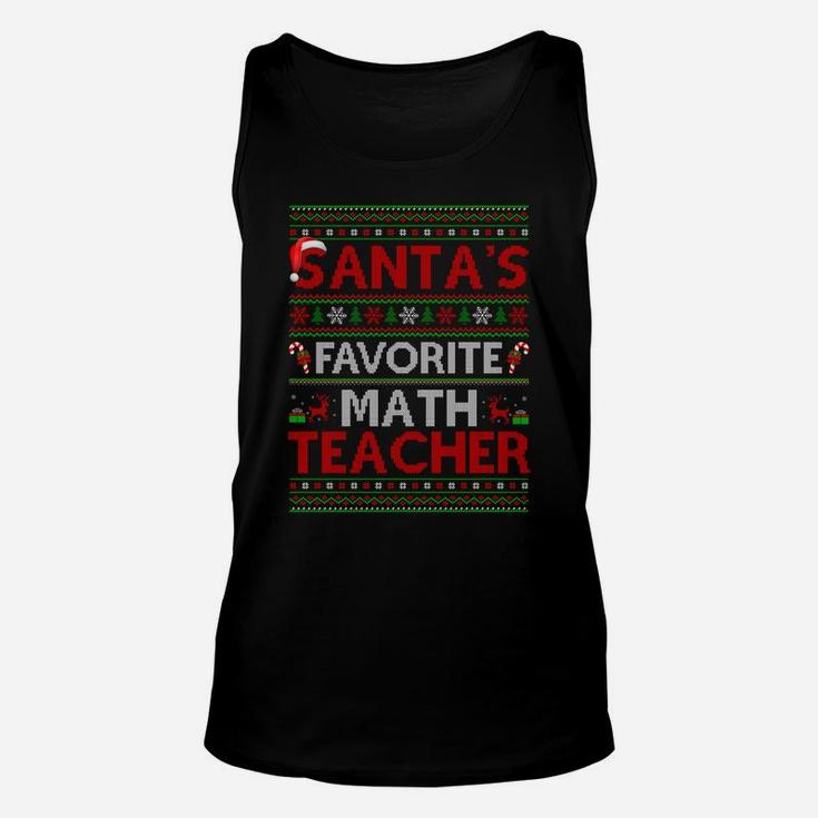 Ugly Xmas Lighting Santa's Favorite Math Teacher Christmas Unisex Tank Top