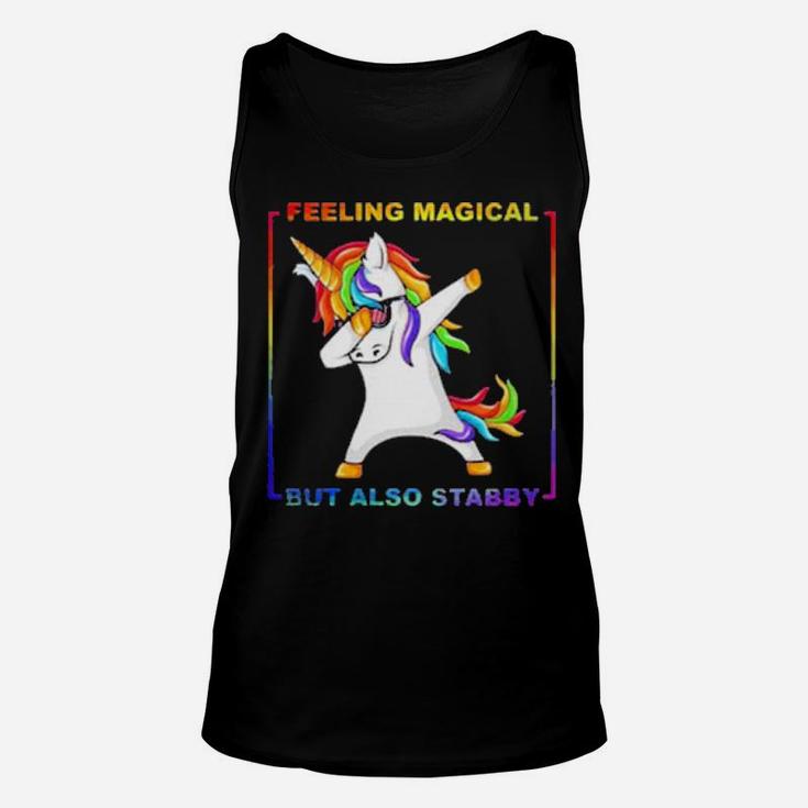 Unicorn Dabbing Feeling Magical But Also Stabby Lgbt Unisex Tank Top