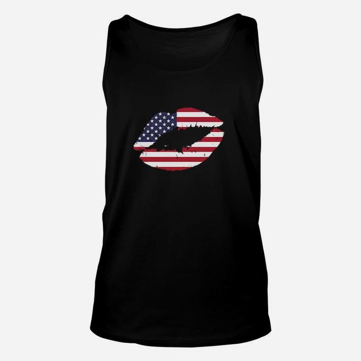 Usa Lips Kiss American Flag United States Pride 4Th Of July Unisex Tank Top