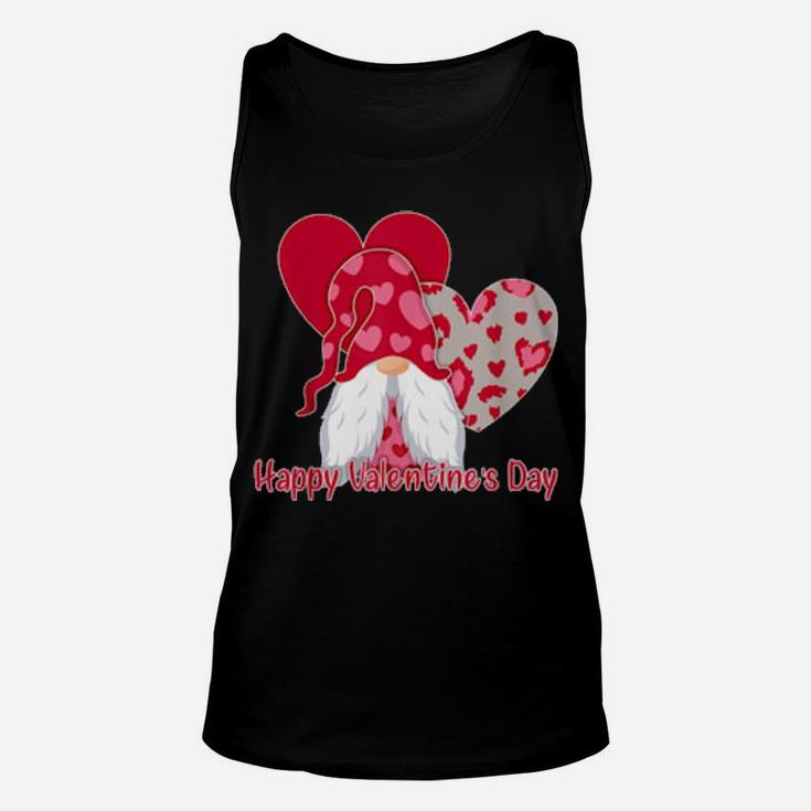 Valentine Gnome Leopard Heart Valentine's Day Gnome Love Unisex Tank Top