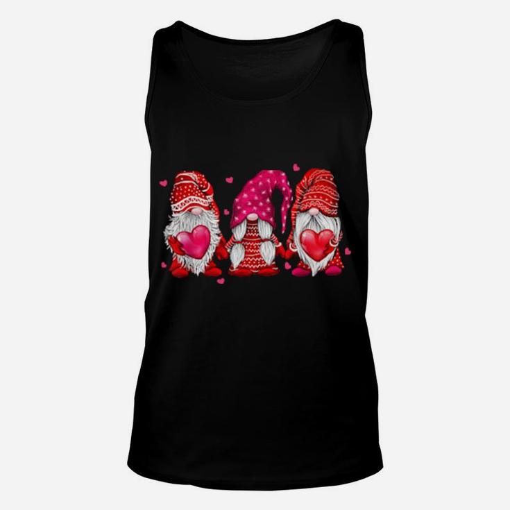 Valentine Gnomes Funny Red Gnomes Holding Valentines Hearts Classic Women Unisex Tank Top