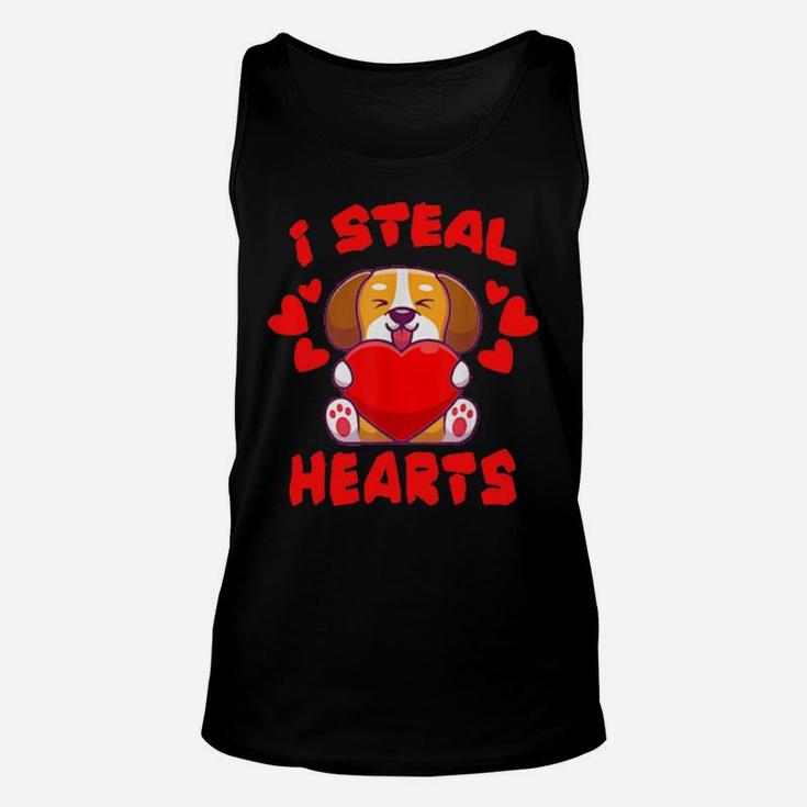 Valentine  I Steal Hearts Puppy And Dogs Lovers Unisex Tank Top