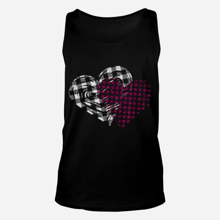 Valentines Day Buffalo Plaid Love Hearts Unisex Tank Top