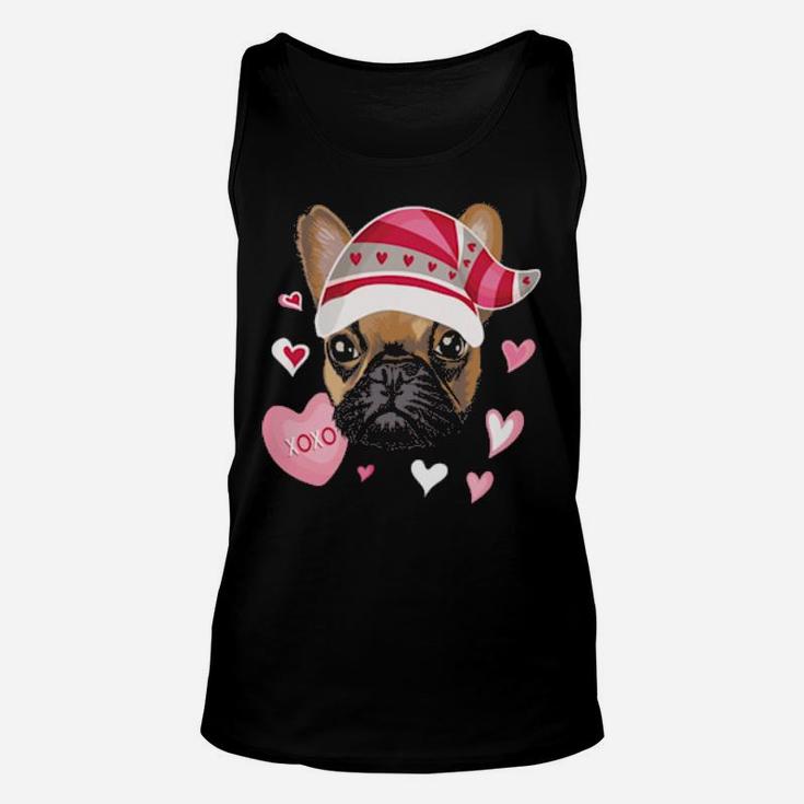 Valentine's Day French Bulldog Gnome Hearts Frenchie Unisex Tank Top