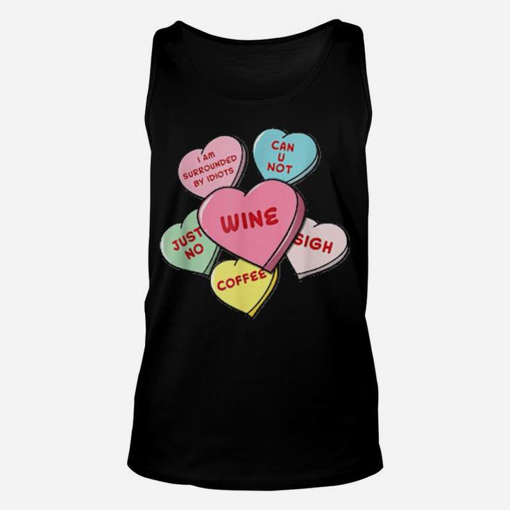 Valentine's Day Hearts With Snarky Messages Unisex Tank Top