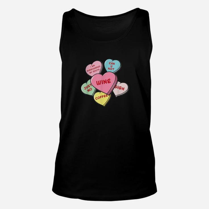 Valentine's Day Hearts With Snarky Messages Unisex Tank Top