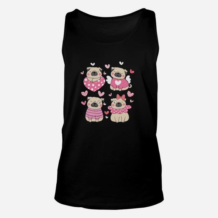 Valentines Day Pug Love Cute Pug Dogs Unisex Tank Top
