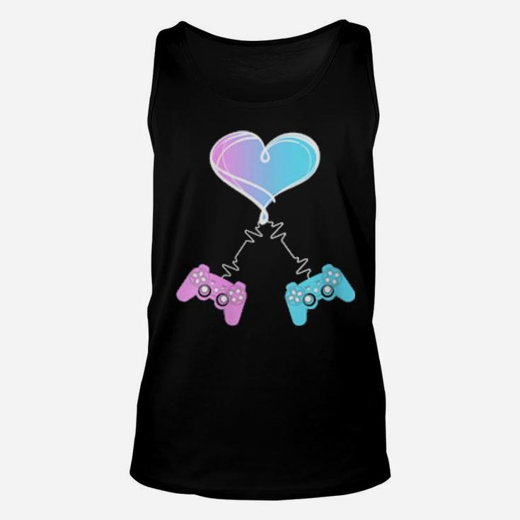 Valentine's Day Video Gamer Heart  Game Controllers Unisex Tank Top