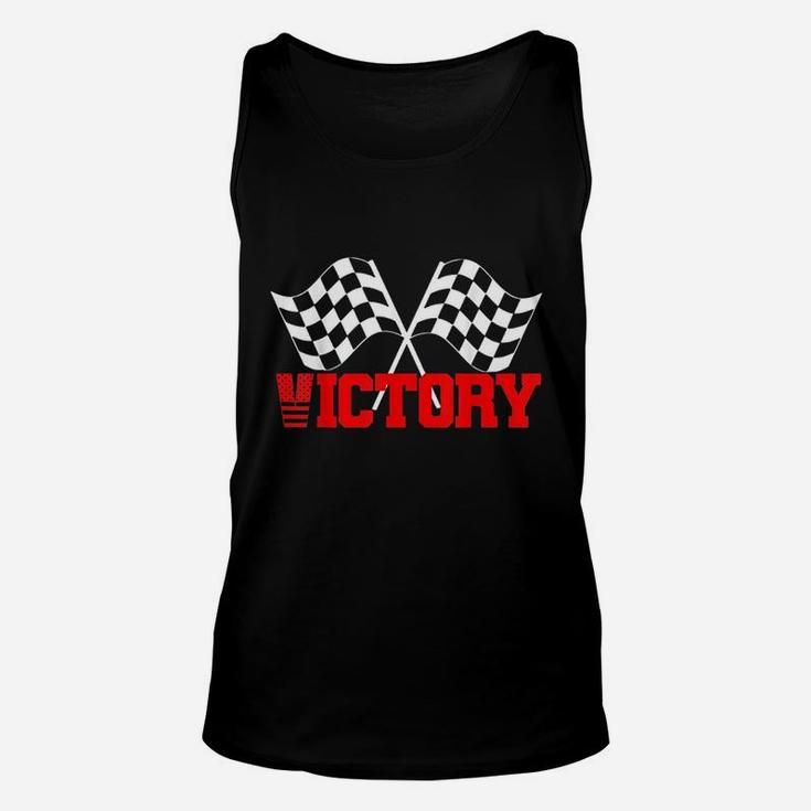 Victory Checkered Red N White Flag Race Car Unisex Tank Top